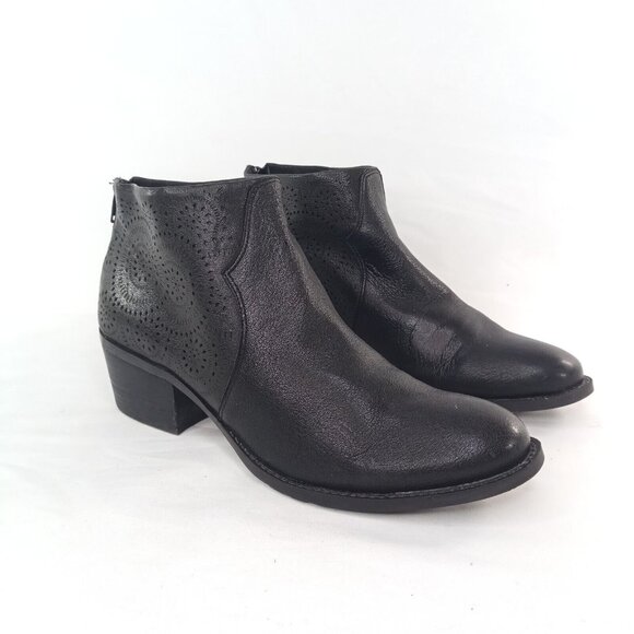 Umberto Raffini Womens Ankle Boots Size 9.5 Leather Booties Block Heel 40 - Picture 1 of 8